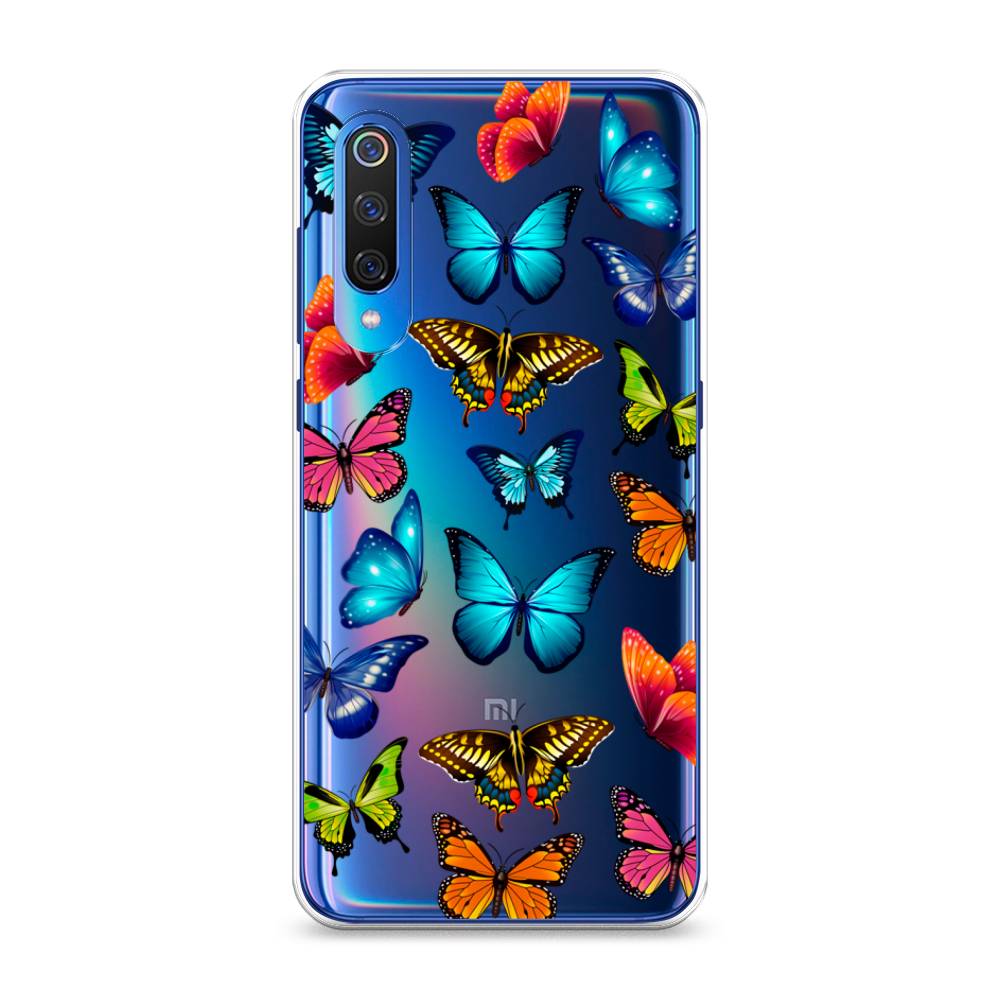 фото Силиконовый чехол "разные бабочки" на xiaomi mi 9 awog