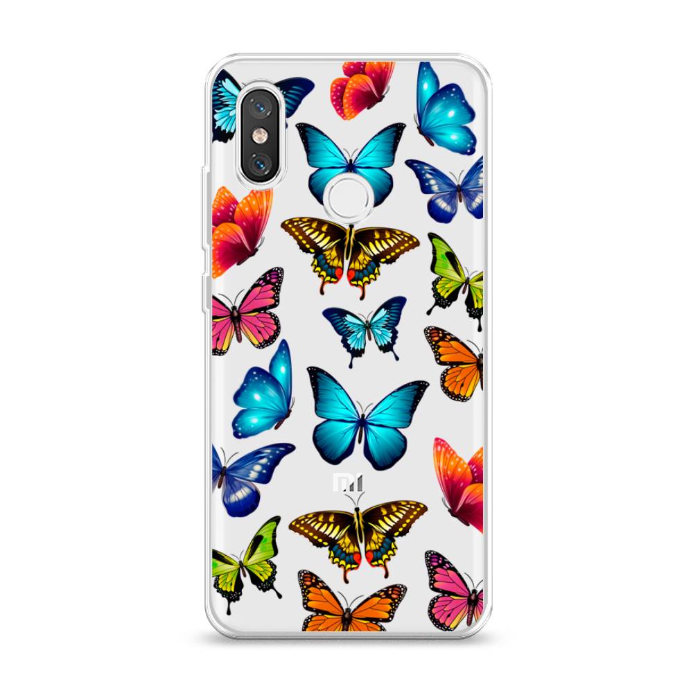 фото Силиконовый чехол "разные бабочки" на xiaomi mi 8 awog
