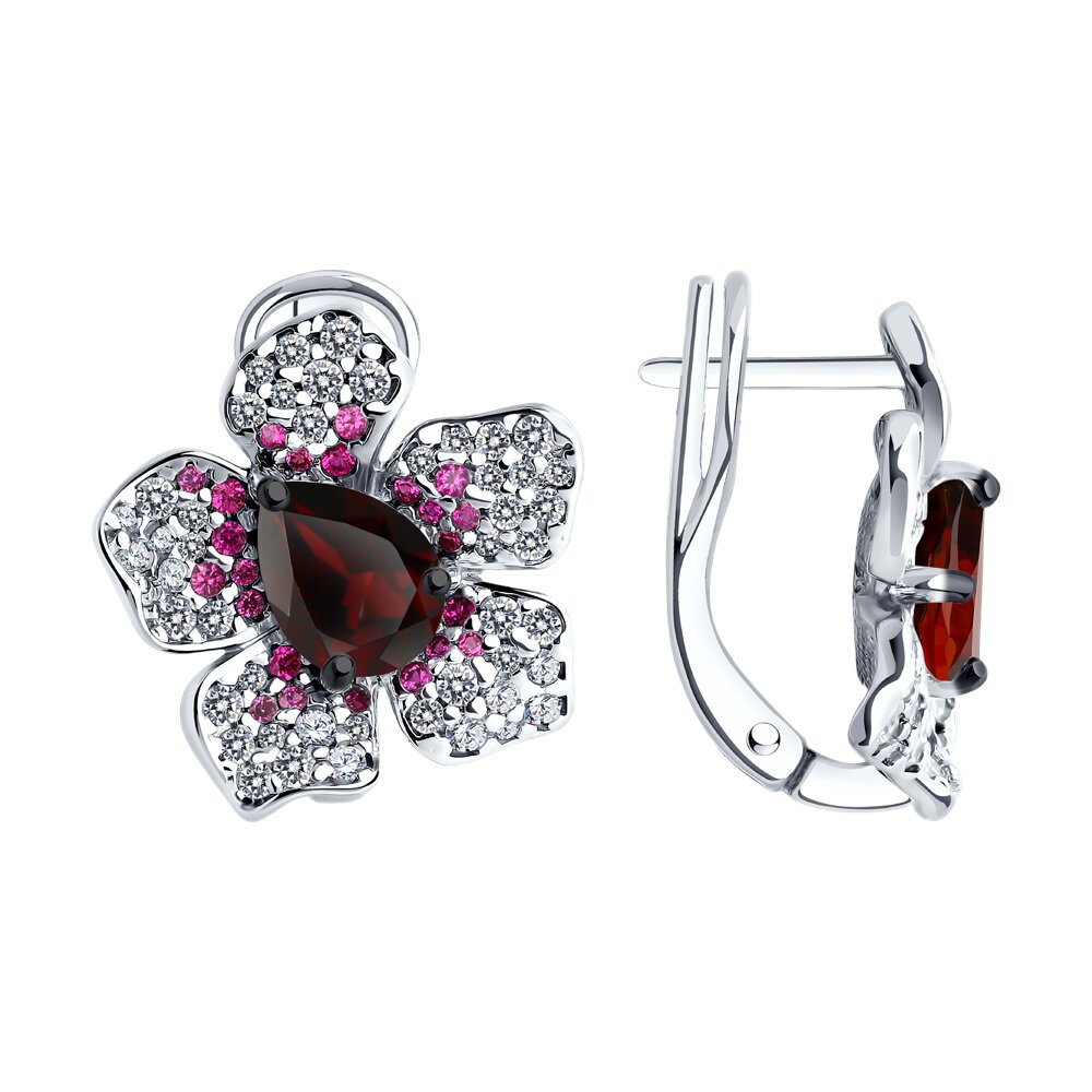 

Серьги из серебра SOKOLOV 92022987, корунд/фианит/гранат, 92022987