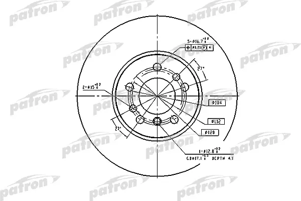 

Диск тормозной передн BMW: X3 06-, X5 00- PATRON PBD4187