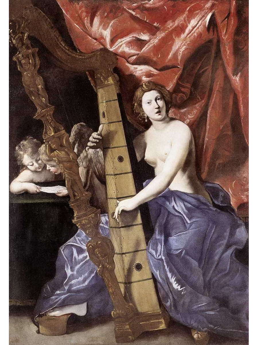 фото Постер drabs a2 джованни ланфранко, venus playing the harp allegory of music