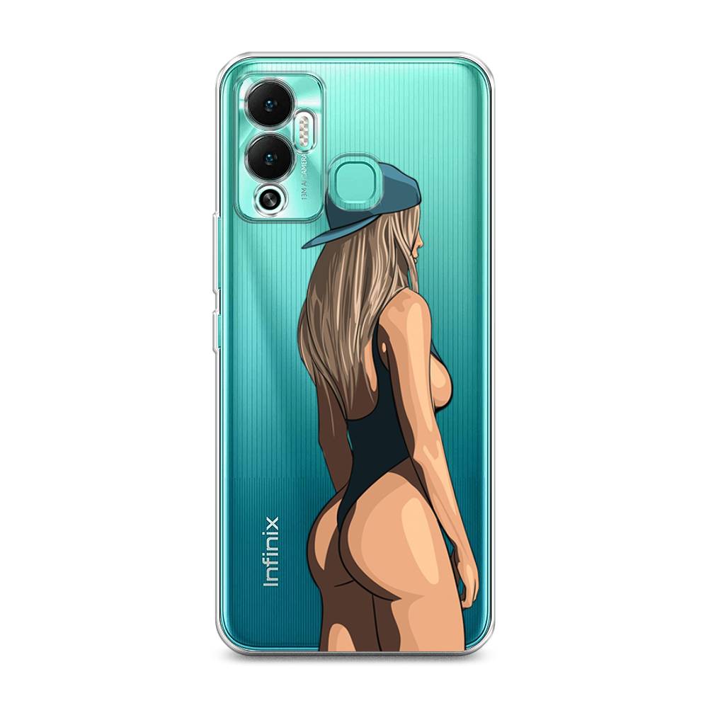

Чехол на Infinix Hot 12 Play "Девушка в черном купальнике", Зеленый;бежевый;черный, 3101750-6