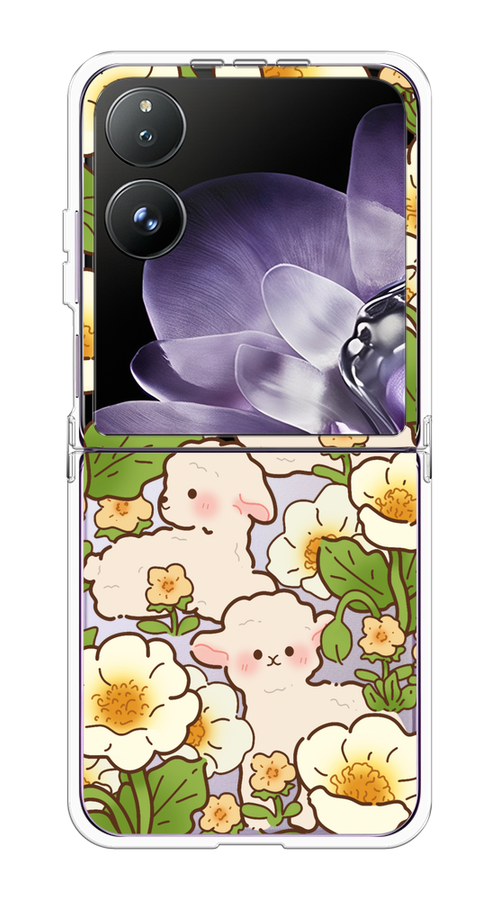

Чехол на Xiaomi Mix Flip "Овечки в цветах", Зеленый;бежевый, 323150-1