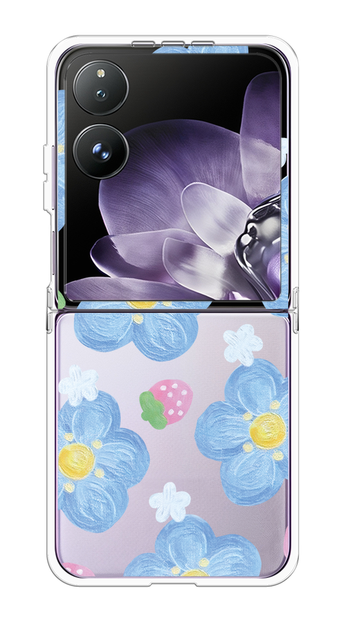 

Чехол на Xiaomi Mix Flip "Цветы и клубники", Прозрачный;голубой;белый, 323150-1