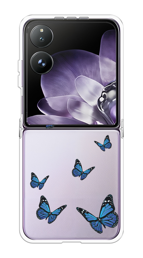 

Чехол на Xiaomi Mix Flip "Blue butterflies", Синий;черный, 323150-1