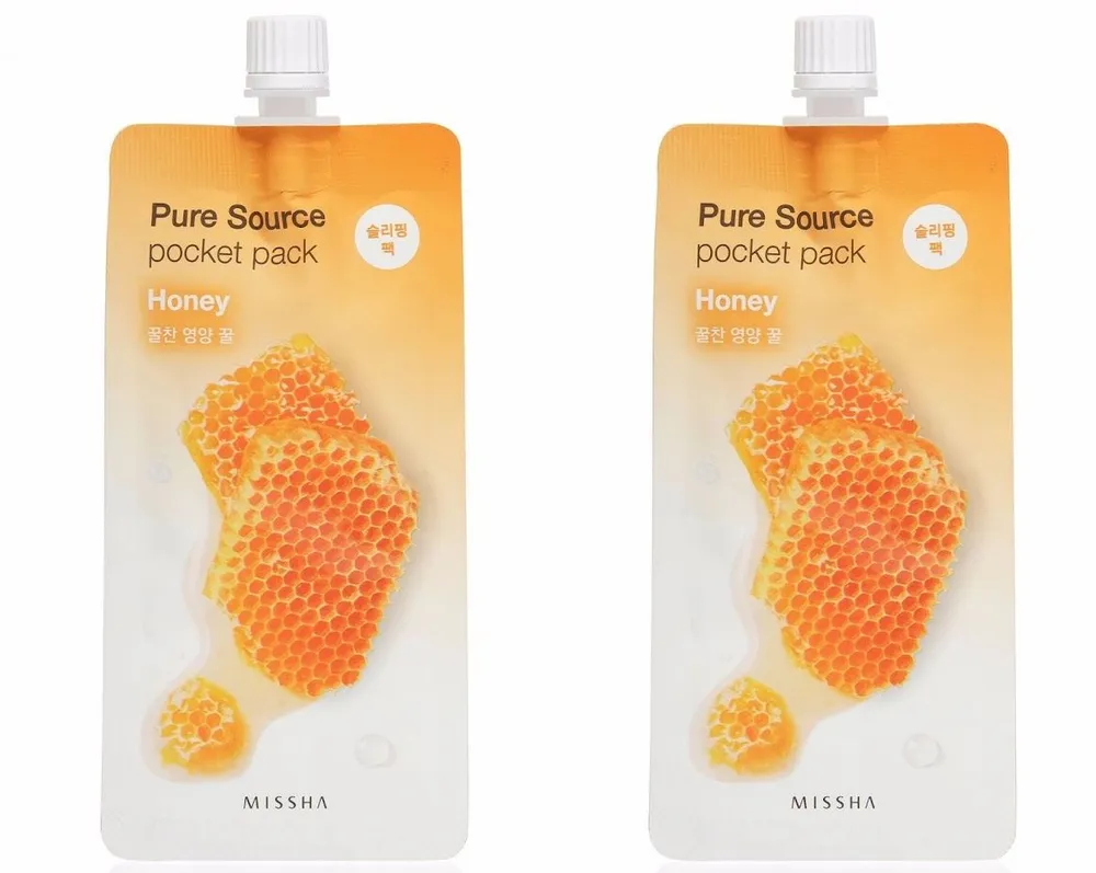 

Маска для лица Missha Pure Source Pocket pack Honey ночная с медом 10 мл 2 шт, Pure Source Pocket pack Honey