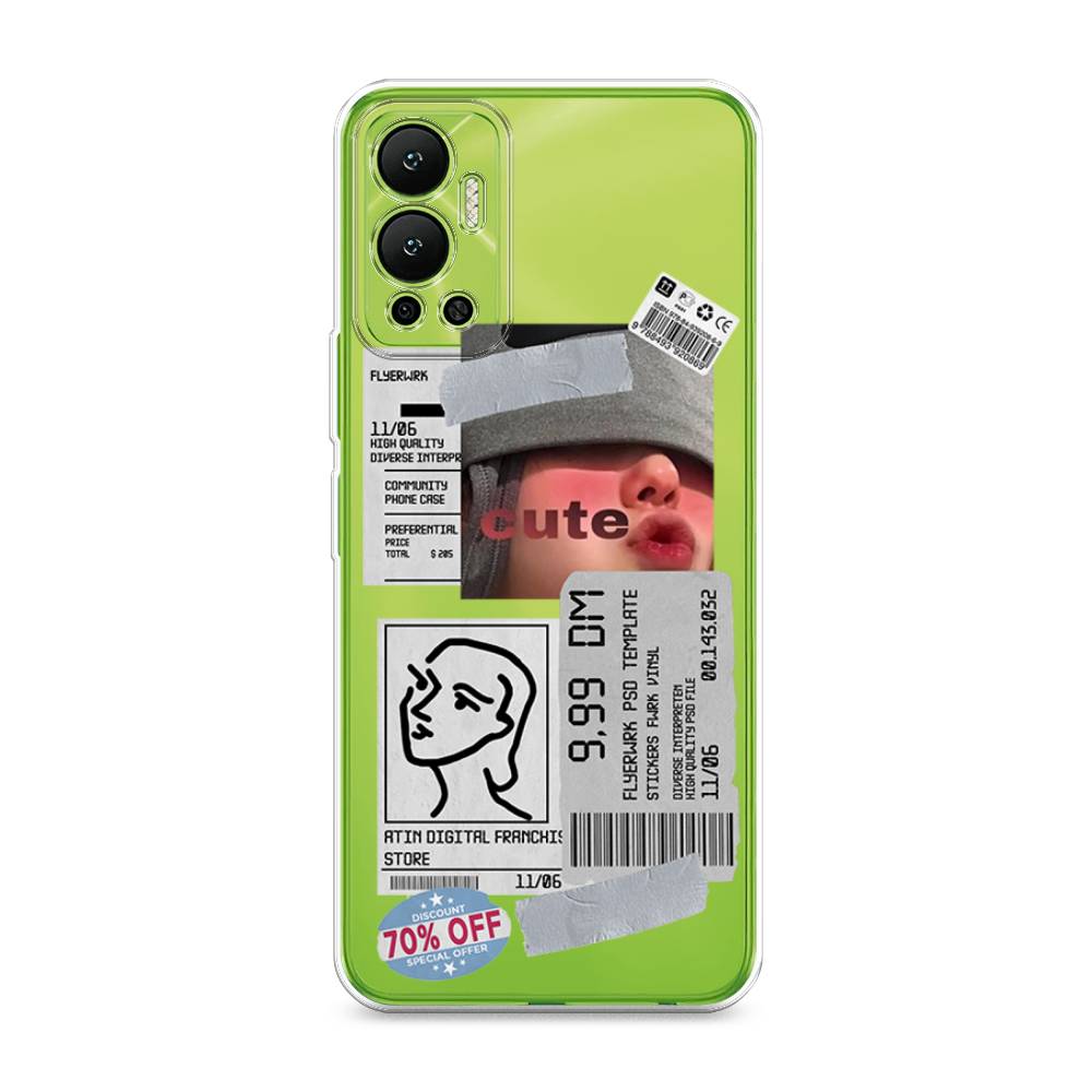 

Чехол на Infinix Hot 12 "Cute girl collage", Розовый;серый;голубой, 3101350-6