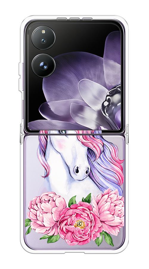 

Чехол на Xiaomi Mix Flip "Единорог с пионами", Розовый;белый;зеленый, 323150-1
