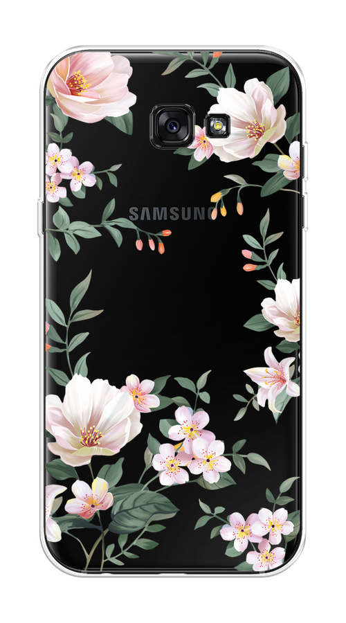 

Чехол на Samsung Galaxy A7 2017 "Beautiful white flowers", Бежевый;зеленый, 20950-1