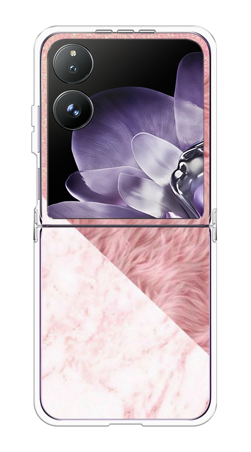 

Чехол на Xiaomi Mix Flip "Текстурные треугольники", Розовый;белый, 323150-1