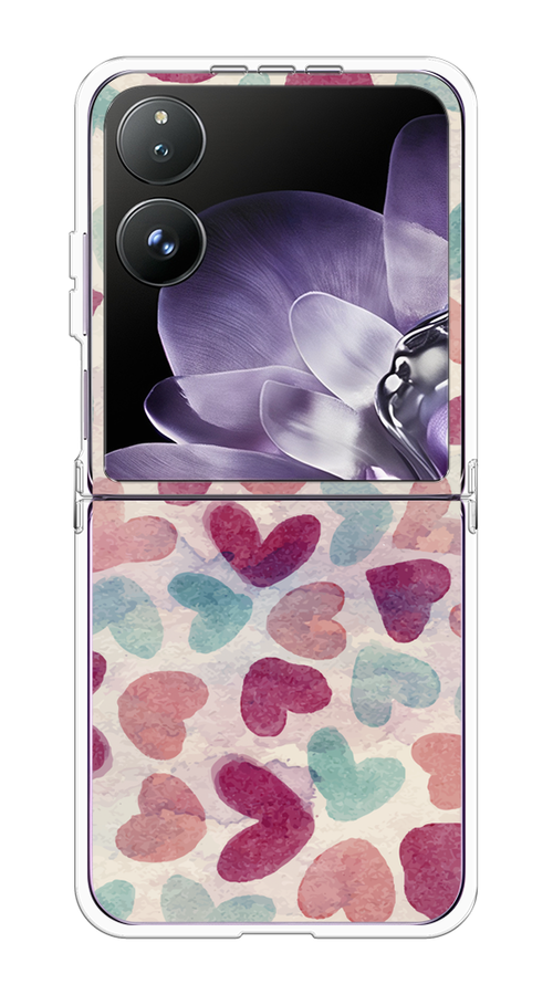 

Чехол на Xiaomi Mix Flip "Фон из сердечек 4", Розовый;голубой, 323150-1