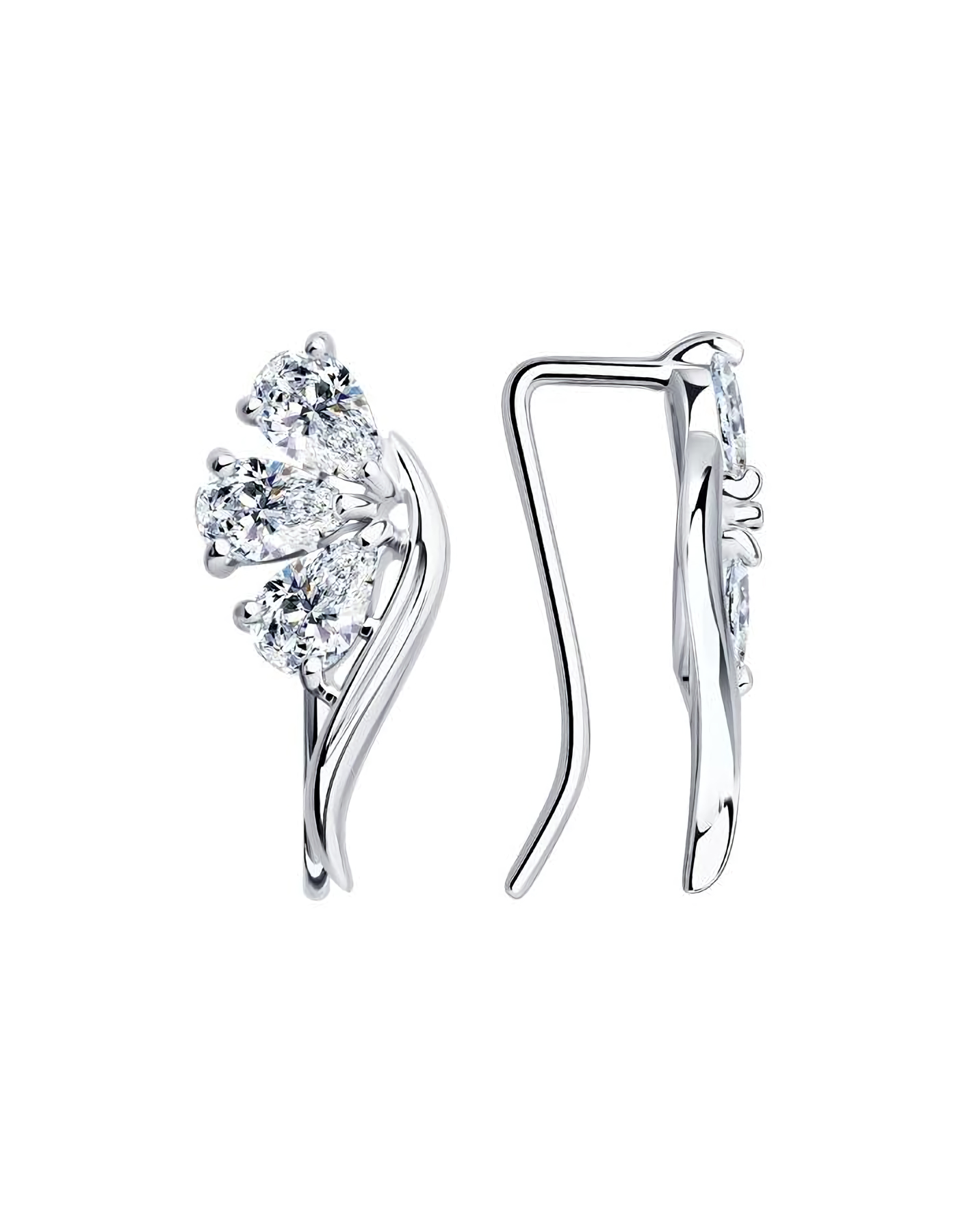 

Серьги клаймберы из серебра TEO MAORI 894024816, фианит, 894024816
