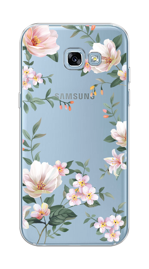 

Чехол на Samsung Galaxy A5 2017 "Beautiful white flowers", Бежевый;зеленый, 20650-1