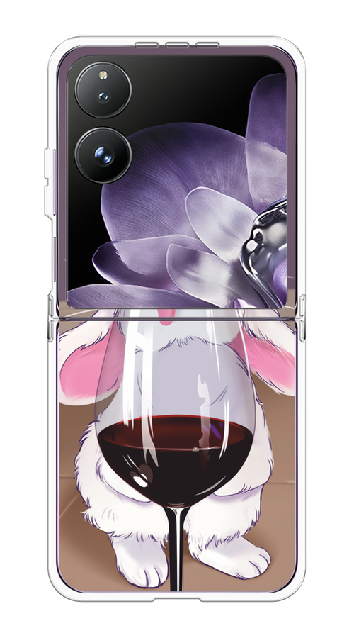 

Чехол на Xiaomi Mix Flip "Кролик с бокалом", Белый;розовый;красный, 323150-1