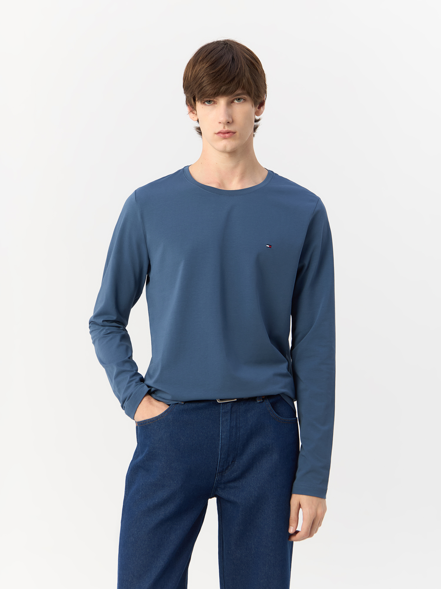 

Лонгслив мужской Tommy Hilfiger Long Sleeve Slim Fit T-shirt MW0MW10804 синий 2XL, Long Sleeve Slim Fit T-shirt