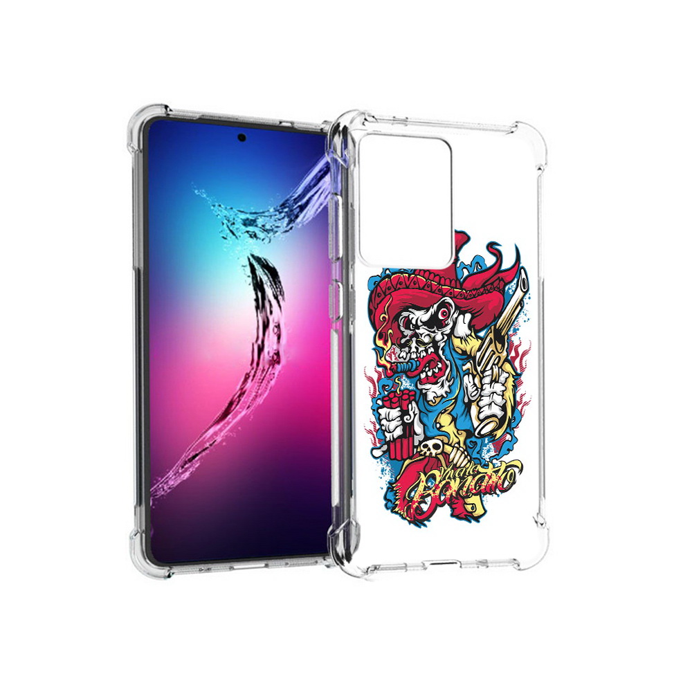 

Чехол MyPads Tocco для Samsung Galaxy S20+ нарисованный скелет с писталетом, Прозрачный, Tocco