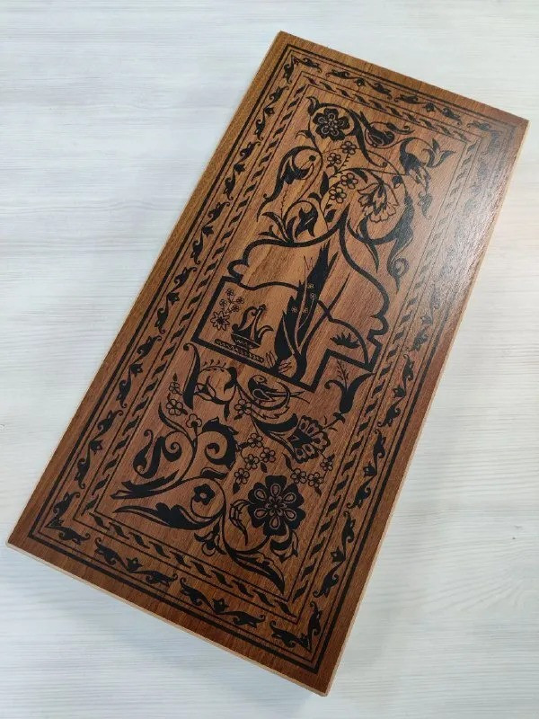

Нарды Lavochkashop, деревянные темные большие 60*60 см с полем для шашек n_tuz, Нарды темные узоры большие