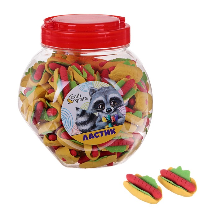 

Ластик фигурный "Хот-дог", (100шт.), Разноцветный
