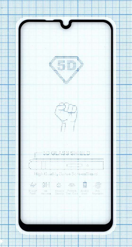 

Защитное стекло 'Полное покрытие' для Huawei Y8p черное, для Huawei Y8p