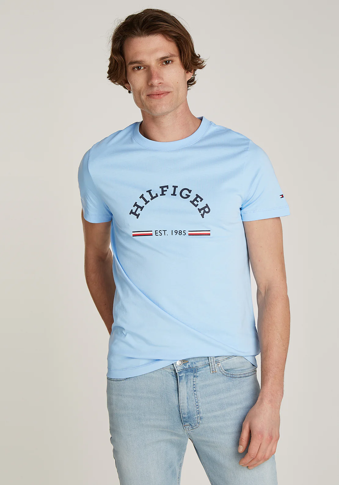 

Футболка мужская Tommy Hilfiger MW0MW35466 голубая L, Голубой, MW0MW35466