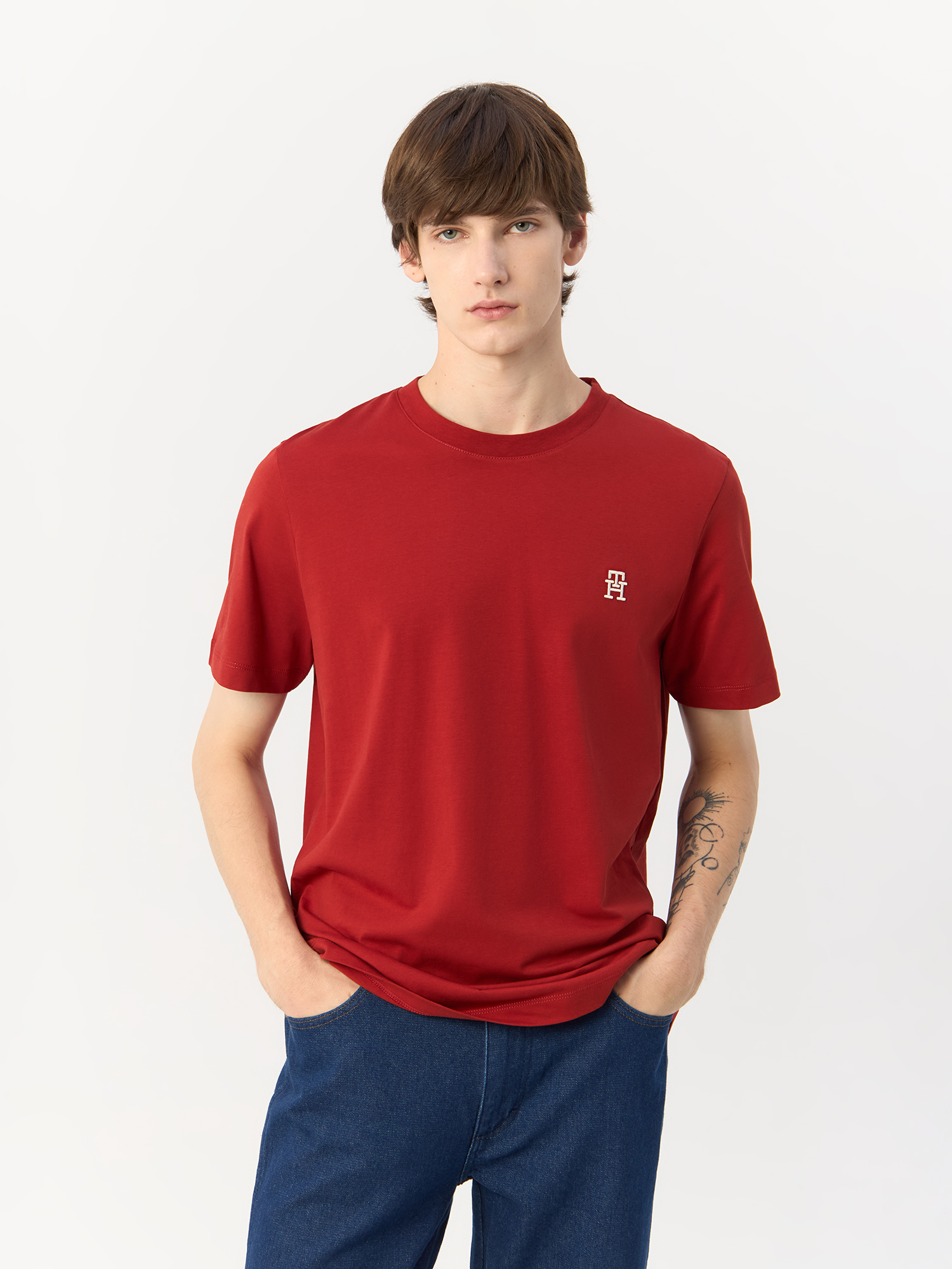 

Футболка мужская Tommy Hilfiger Monogram Imd Tee MW0MW33987 красная XL, Красный, Monogram Imd Tee