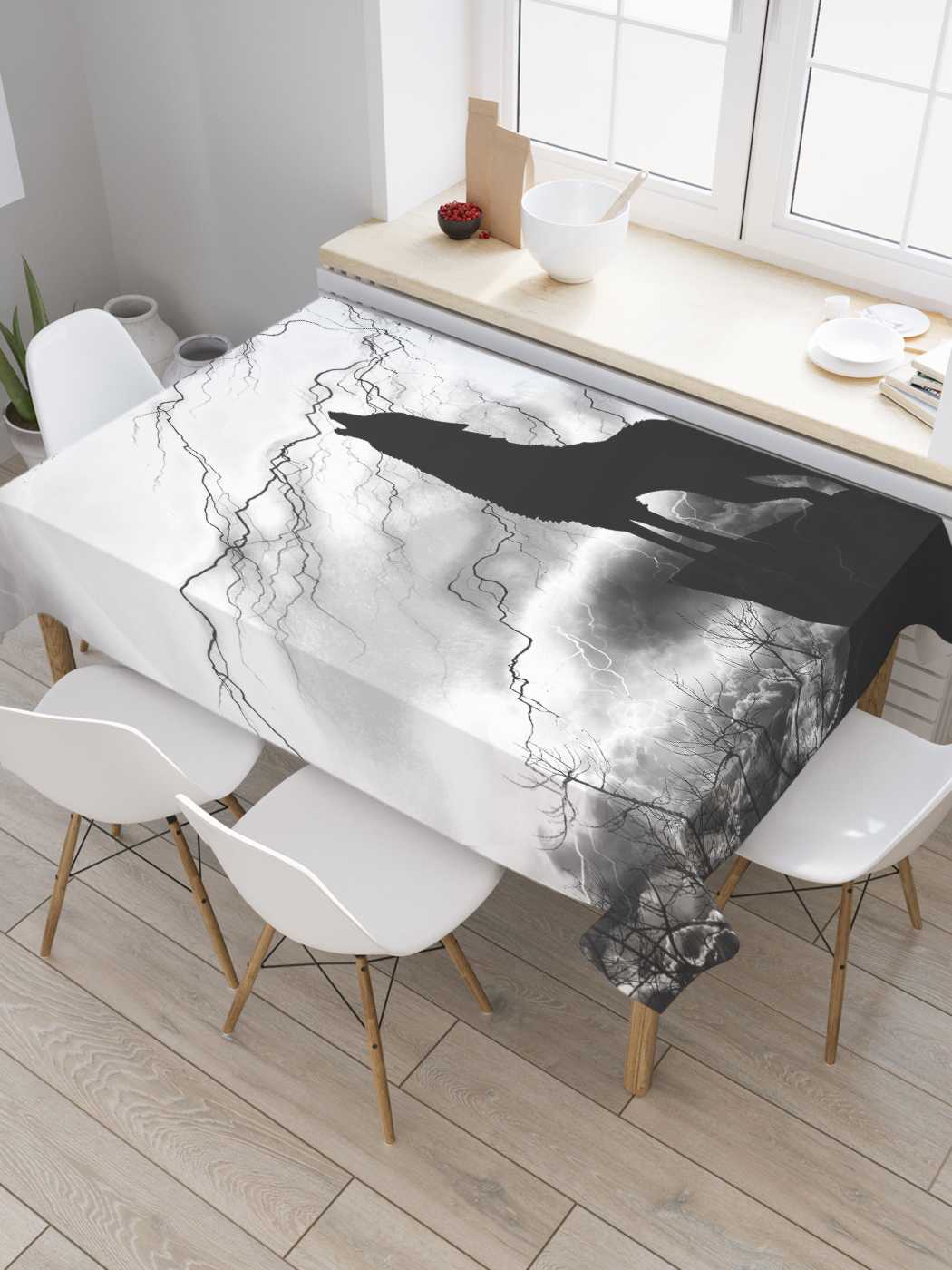 

Скатерть прямоугольная JoyArty "Печаль волка" из сатена, 120x145 см, Черный, Печаль волка