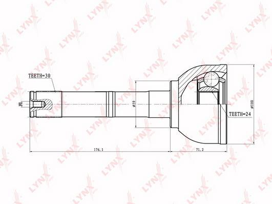 

Шрус Наруж.Toyota Land Cruiser 4.2Td-4.5 90-97 Lynxauto Арт. Co-7531