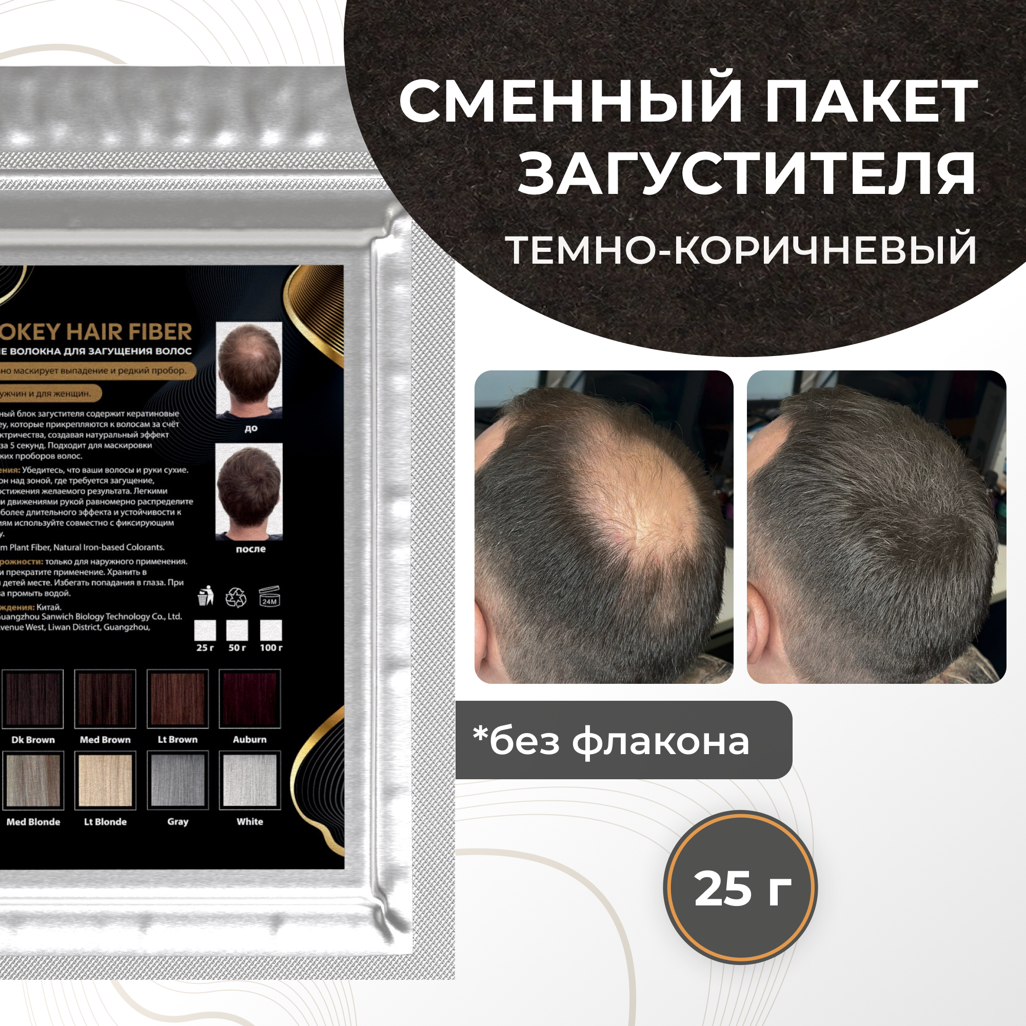 Сменный блок загустителя для волос Cosmokey темно-коричневый dark brown 25 г