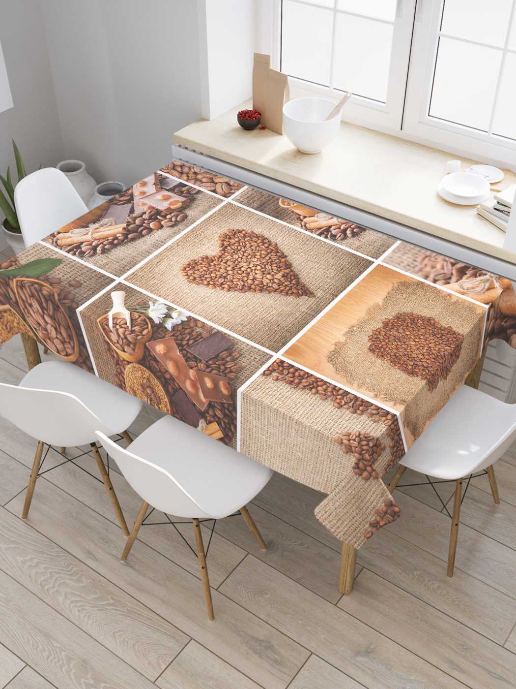 

Скатерть прямоугольная JoyArty "Зерна кофе" из сатена, 120x145 см, Бежевый, Зерна кофе