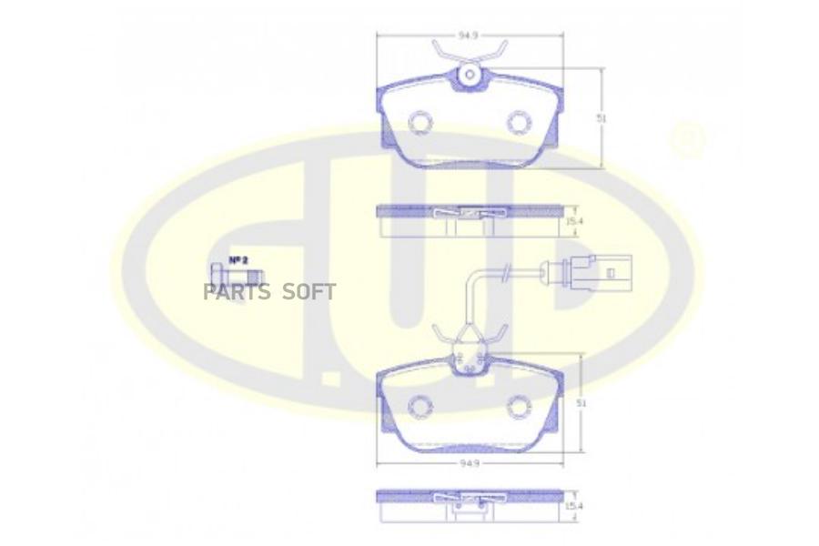 GUD GBP076701 Колодки зад vw t4 2.5/2.4d 99-03 с датчиком 1шт