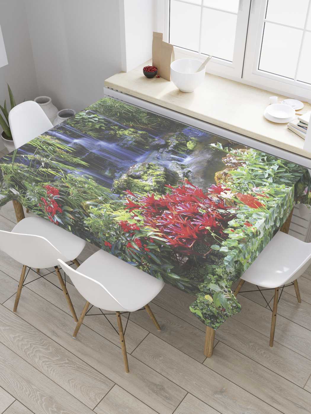 

Скатерть прямоугольная JoyArty "Фонтан весны" из оксфорда, 180x145 см, Зеленый, Фонтан весны