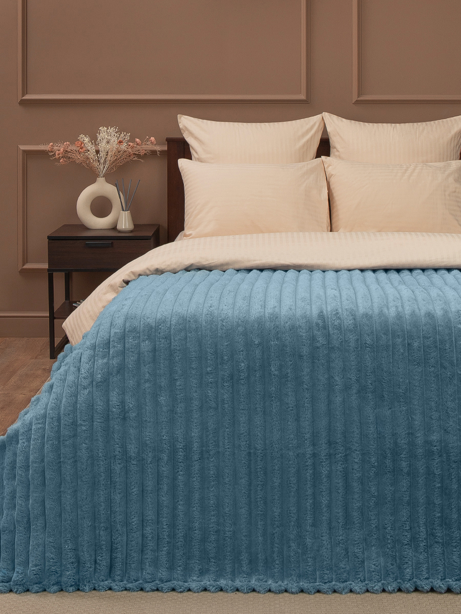 

Плед TexRepublic Velvet 94648 евро, фланель, 220x200, синий, 1 шт, Плед крупный рубчик