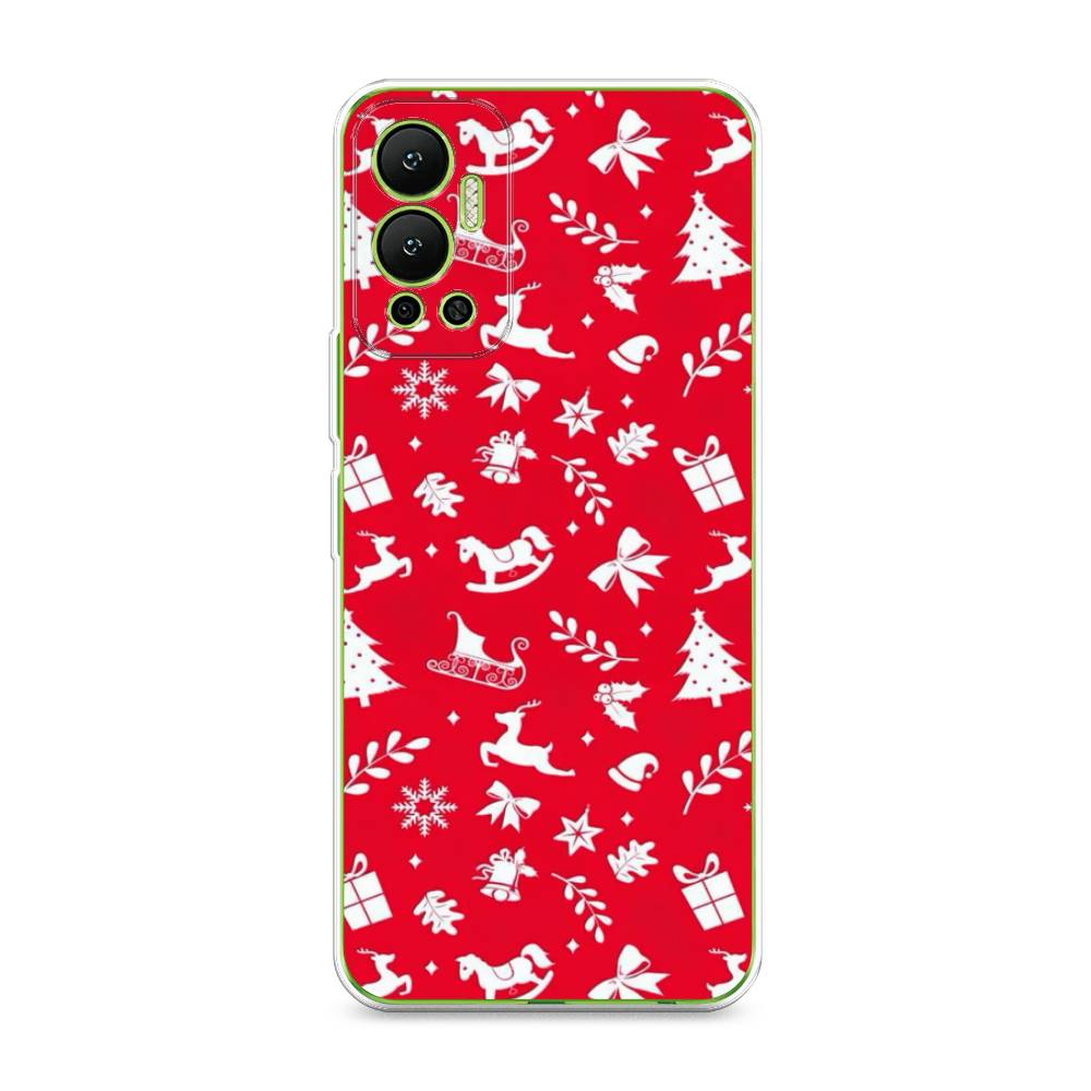 

Чехол для Infinix Hot 12 "Красный новогодний фон", Красный;белый, 3101350-5