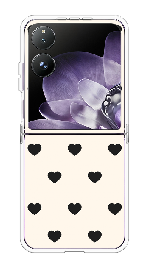 

Чехол на Xiaomi Mix Flip "Черные сердечки на белом", Черный;белый, 323150-1