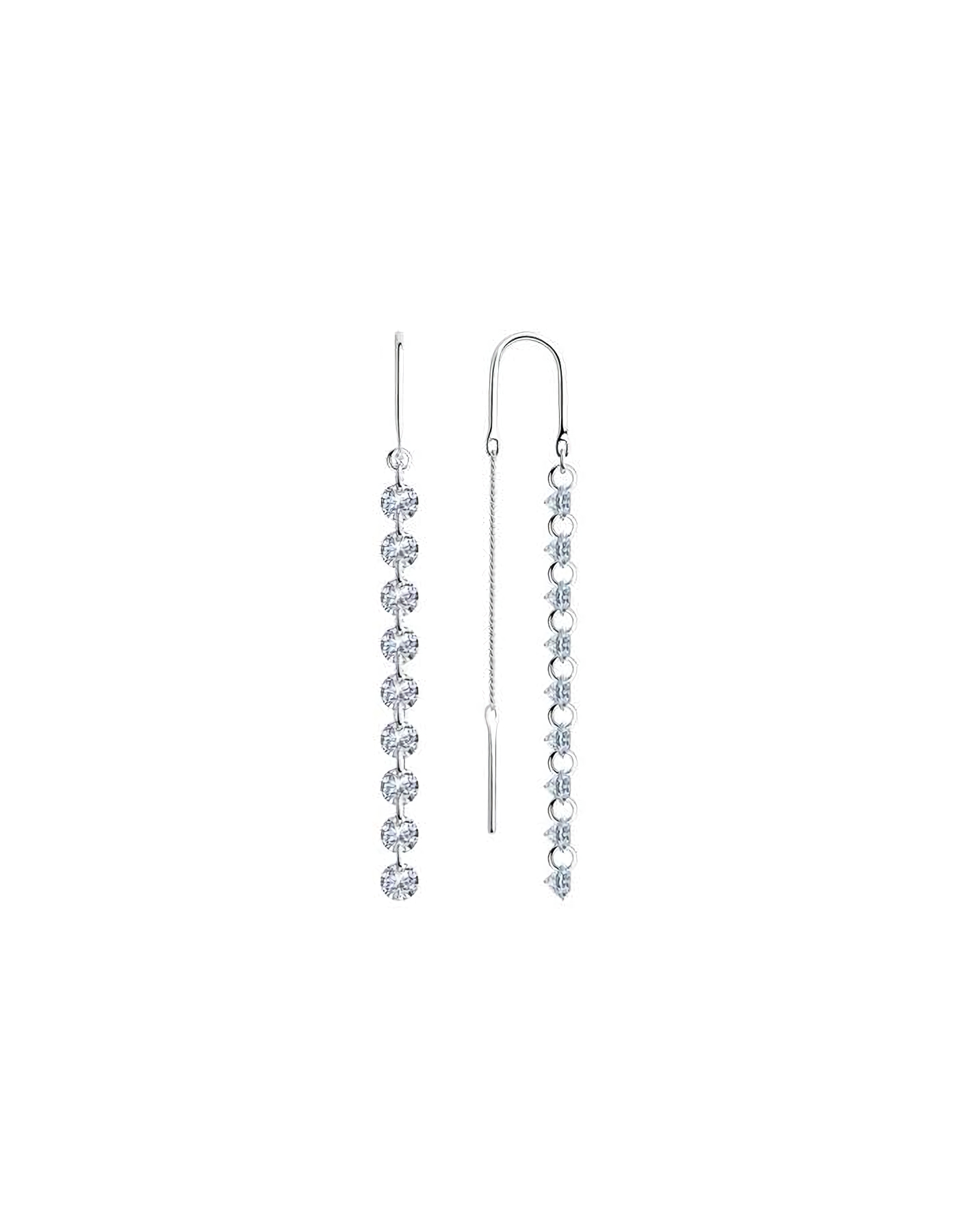 

Серьги продевки из серебра TEO MAORI 894023999, фианит, 894023999