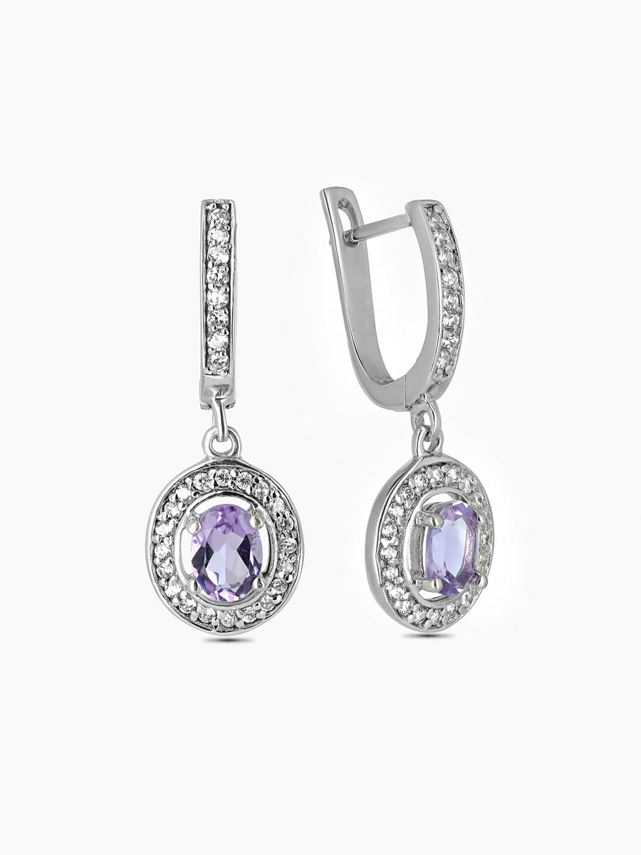 

Серьги из серебра L-Silver 203-СИ-EEASK00451, аметист/фианит, 203-СИ-EEASK00451