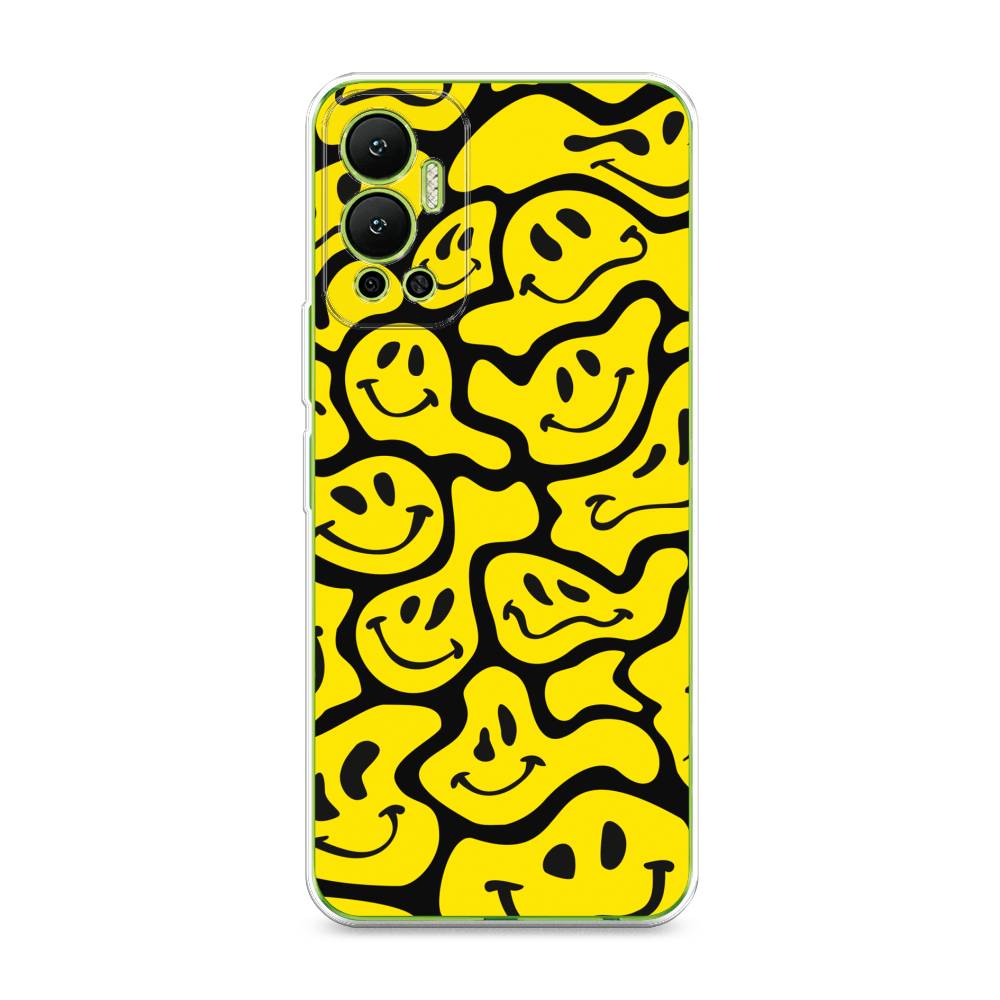 

Чехол для Infinix Hot 12 "Расплывчатые смайлики желтые", Черный;желтый, 3101350-6