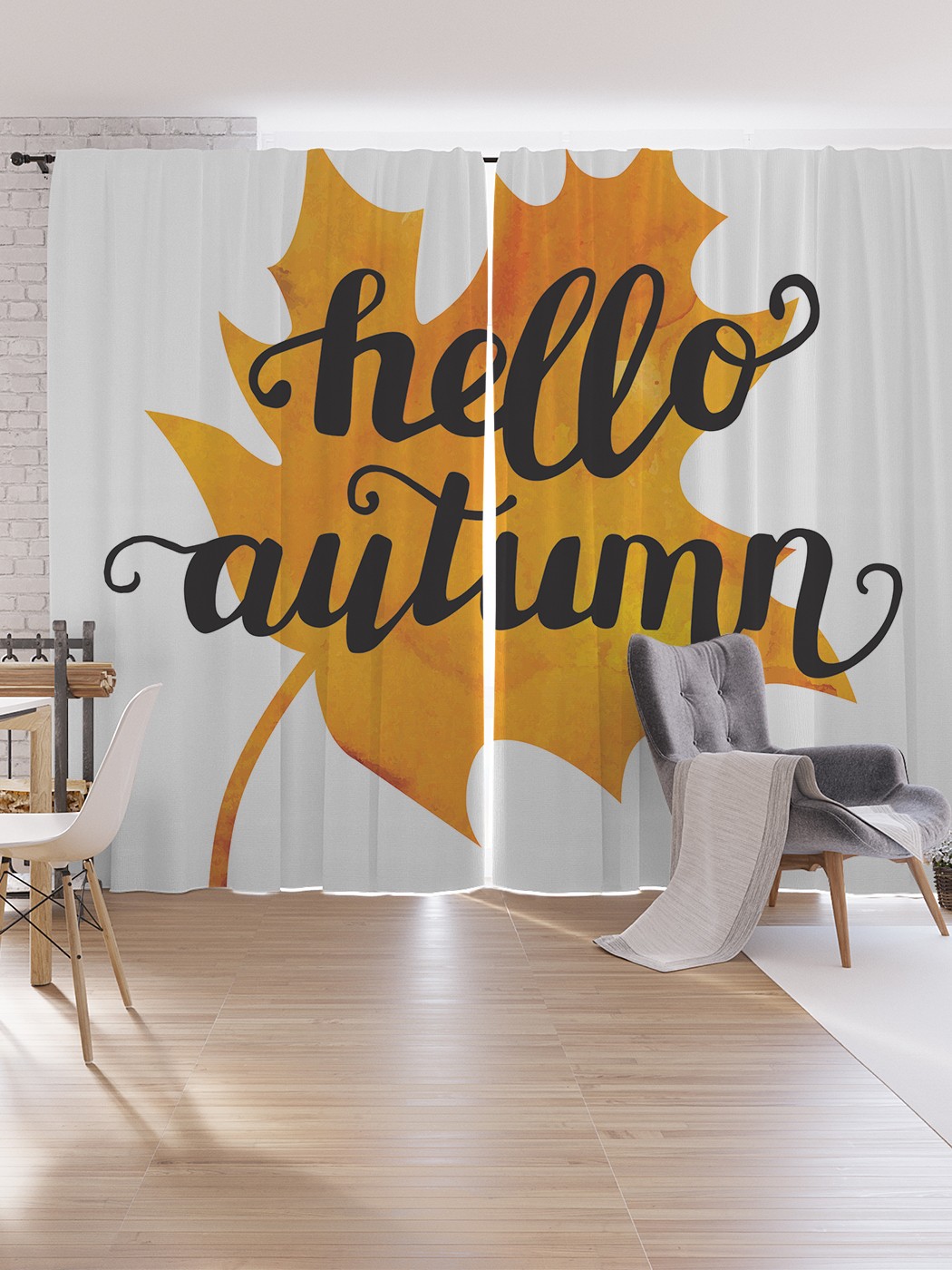 

Шторы под лён JoyArty "Привет осень", серия Oxford DeLux, 340х265 см, Привет осень