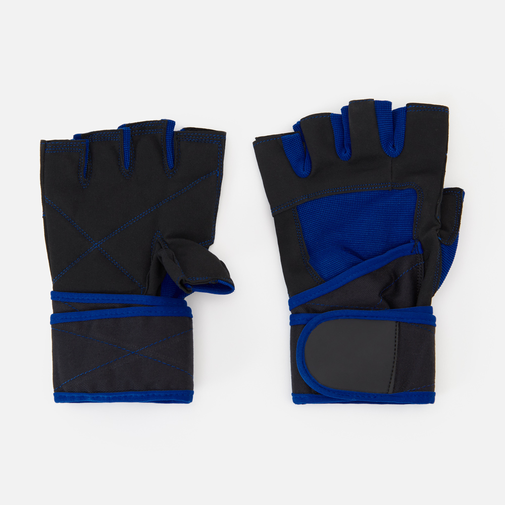 Перчатки для фитнеса черные, синие, размер XS, WLG-10025