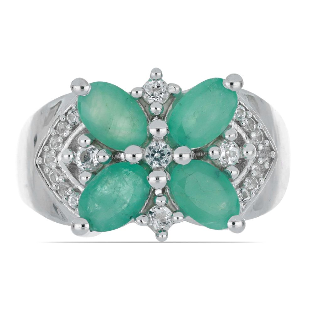 Кольцо из серебра р.21 Ювелирия T48637, изумруд/топаз