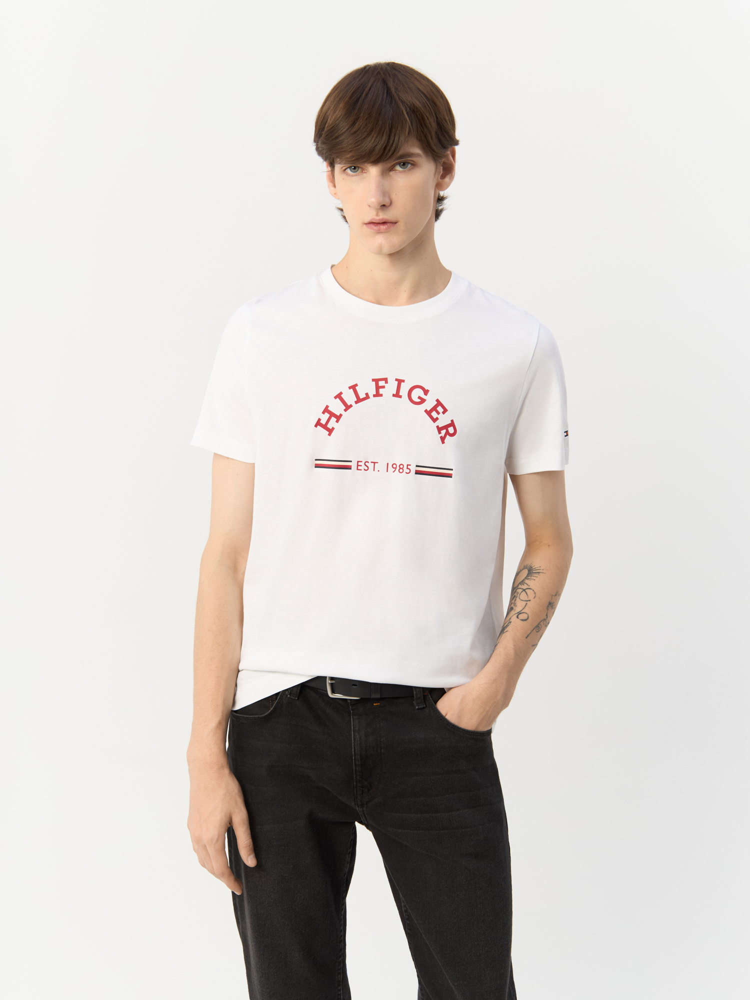

Футболка мужская Tommy Hilfiger MW0MW35466 белая L, Белый, MW0MW35466