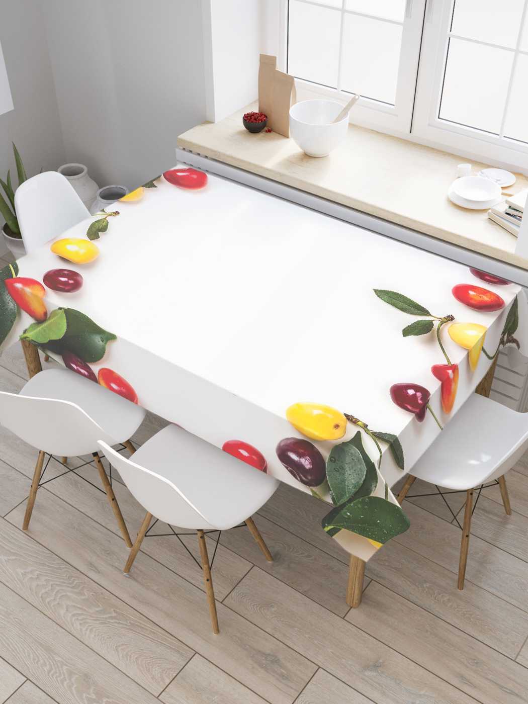 

Скатерть прямоугольная JoyArty "Ягодная рамка" из сатена, 120x145 см, Красный, Ягодная рамка