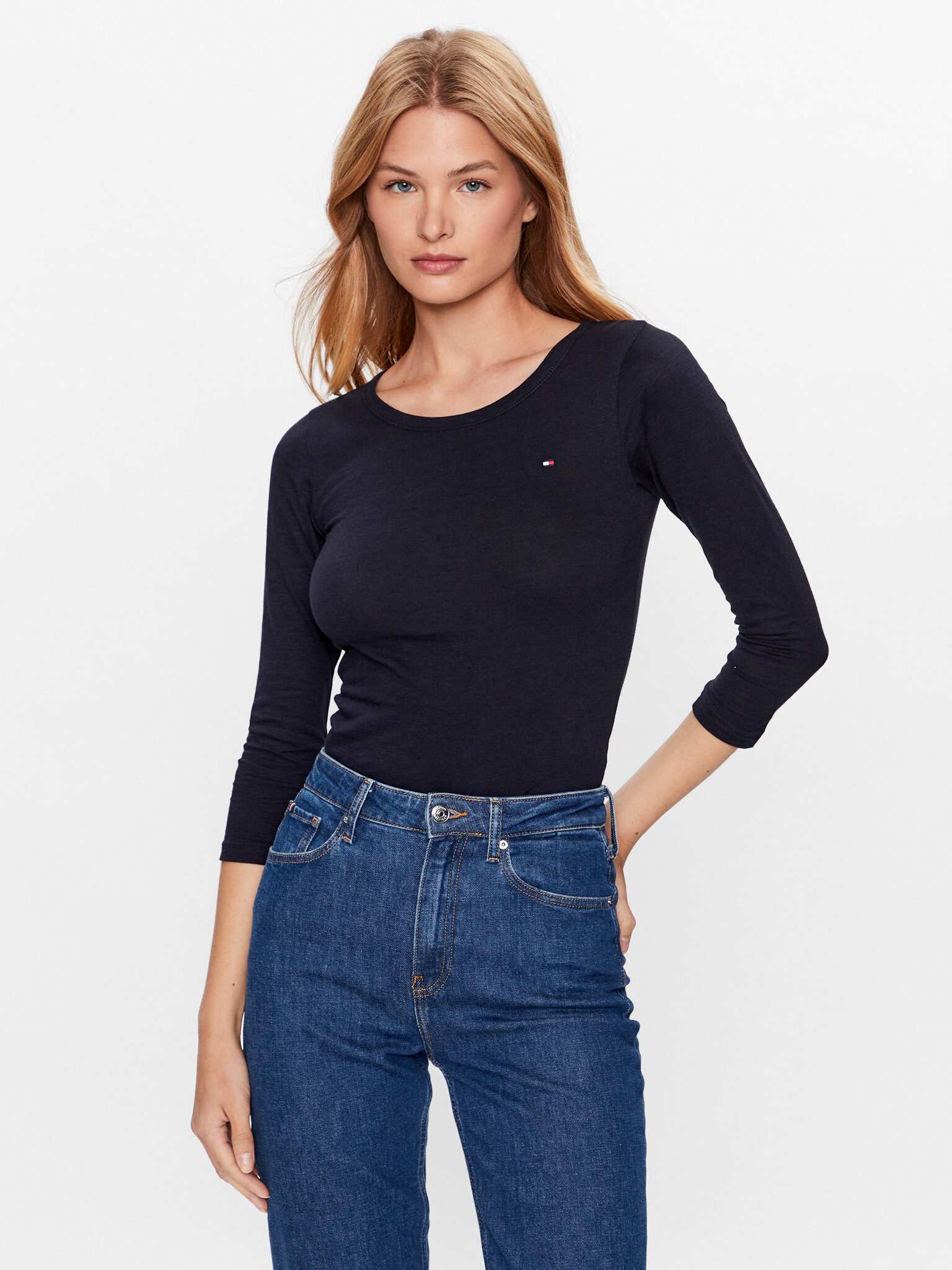 Лонгслив женский Tommy Hilfiger WW0WW37861 синий L 8674₽