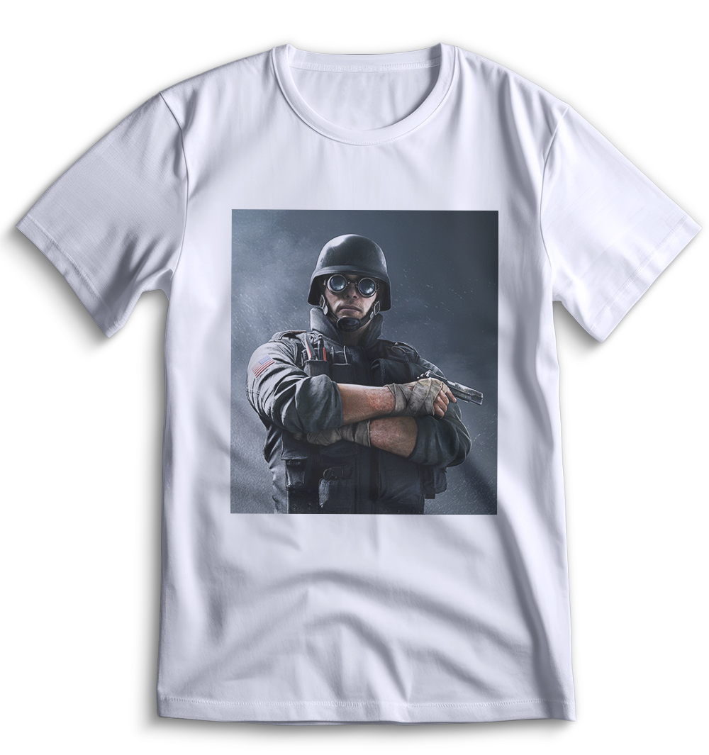 Белая футболка Top T-shirt с изображением игры Rainbow Six Siege, артикул 0061, размер XXS.