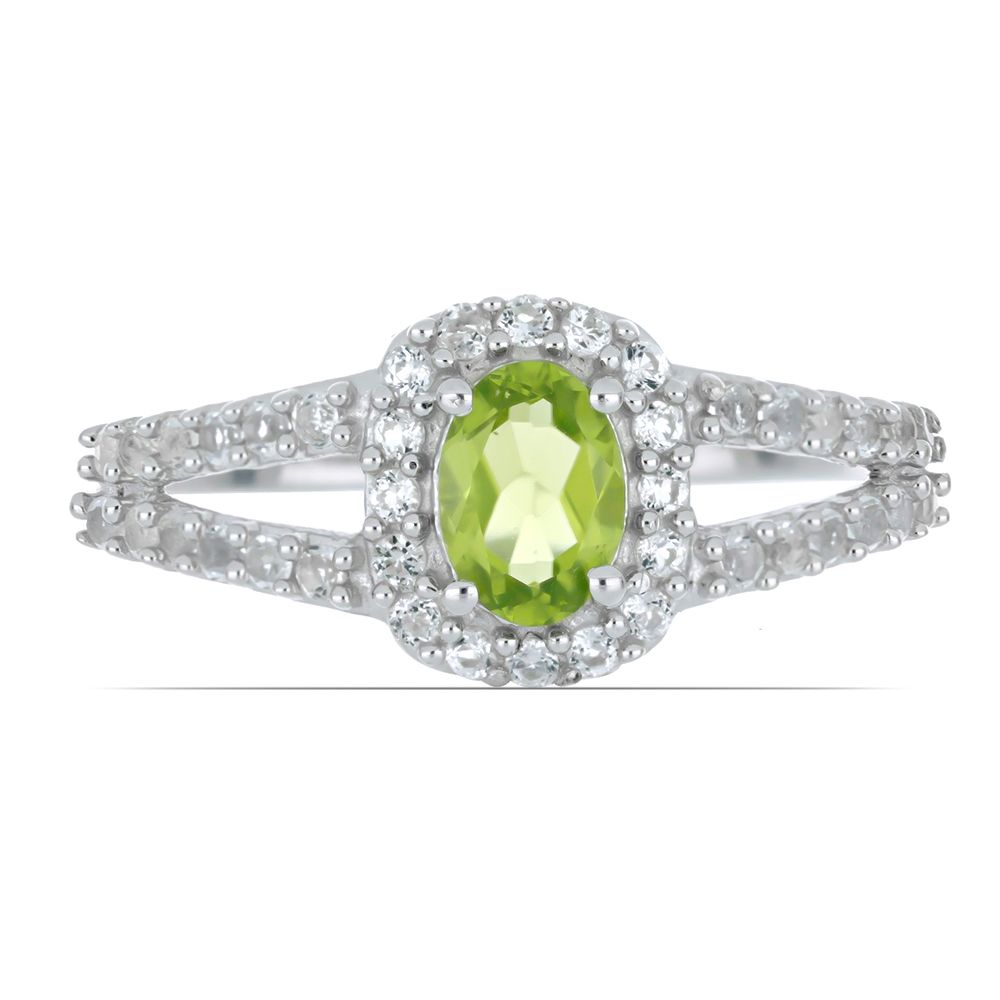 Кольцо из серебра р.19 Ювелирия T48580, перидот/топаз