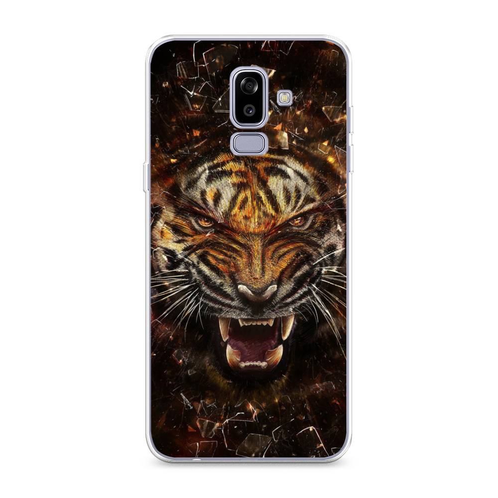 

Чехол на Samsung Galaxy J8 "Тигр осколки", Оранжевый;серый;черный, 26550-1