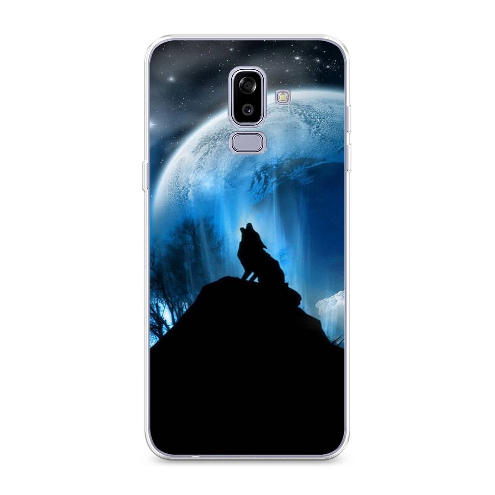 

Чехол на Samsung Galaxy J8 "Волк 2", Синий;черный;белый, 26550-1