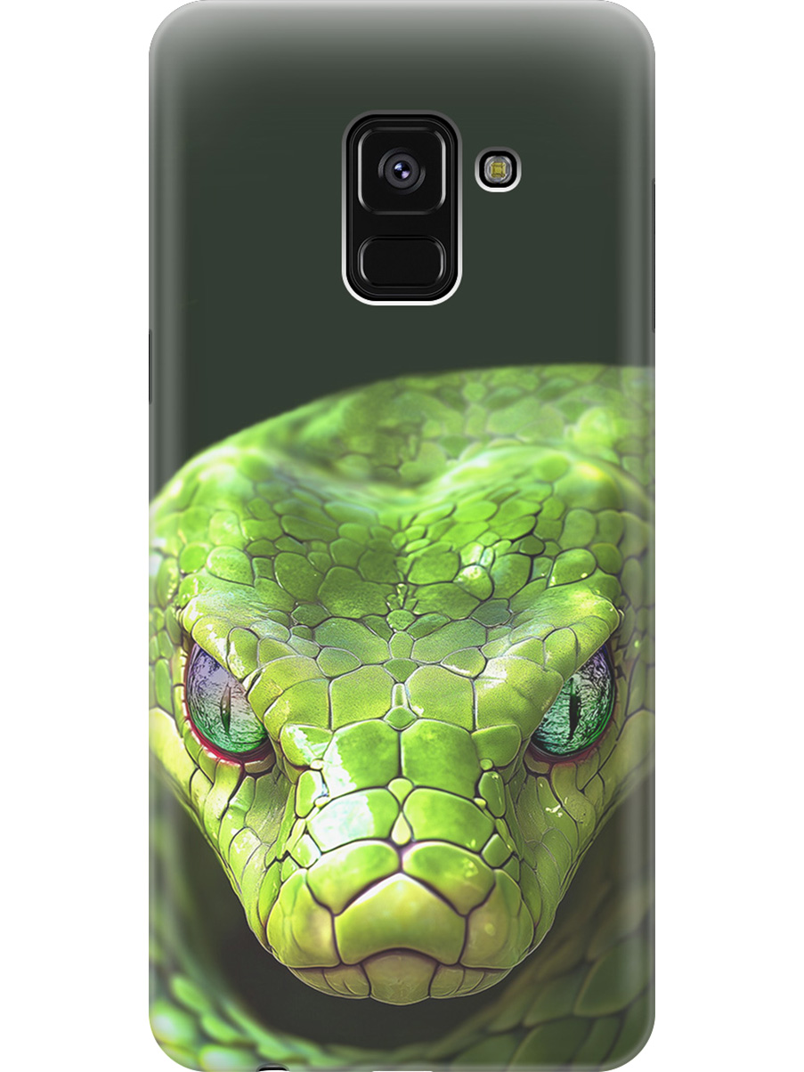 

Силиконовый чехол на Samsung Galaxy A8+ (2018) с принтом "Змея" прозрачный, Прозрачный;черный;зеленый, 716847613