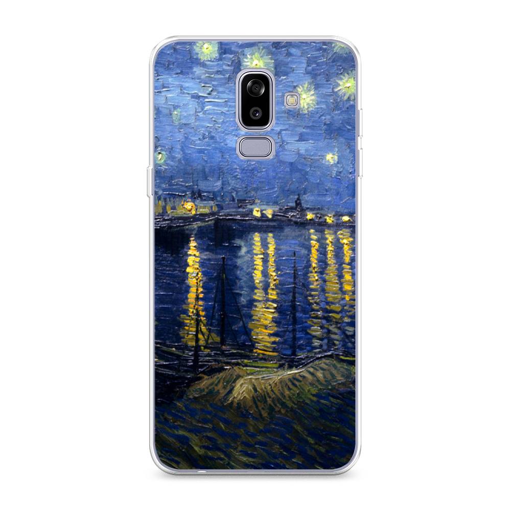 

Чехол на Samsung Galaxy J8 "Звездная ночь над Роной", Синий;желтый, 26550-4