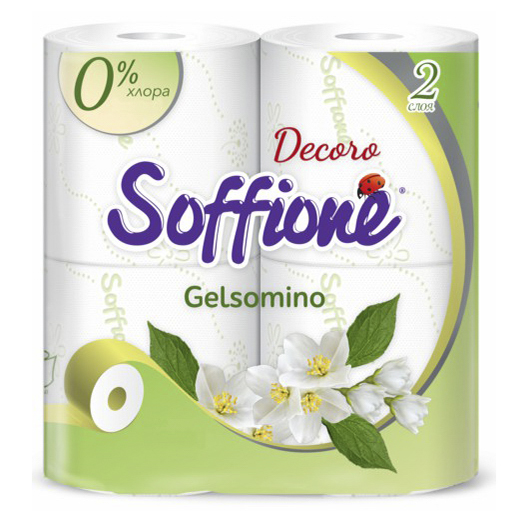 Туалетная бумага Soffione двухслойная с ароматом жасмина 4 шт